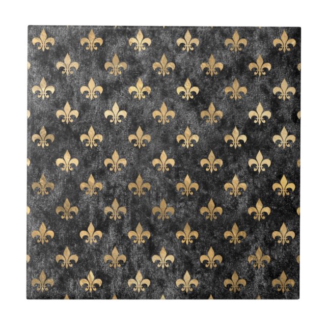 Preto Velvet Fleur De Lis Mardi Orleans (Frente)