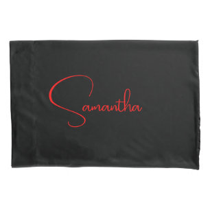 Preto Vermelho Seu Nome Caligrafia Moderna Minimal