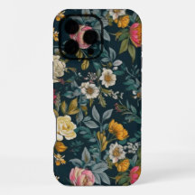 Preto Vintage Floral Tough iPhone 16 Pro Caso Máx