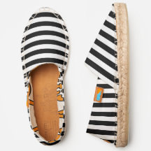 Preto White Strips Canvas Slip On