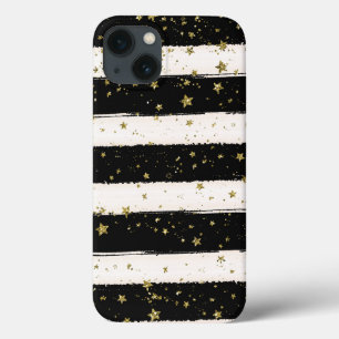 Preto White Watercolor Strike Douradas Estrelas da