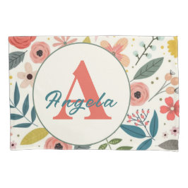 Pretty Blush Pink Floral Botanical Monogram 