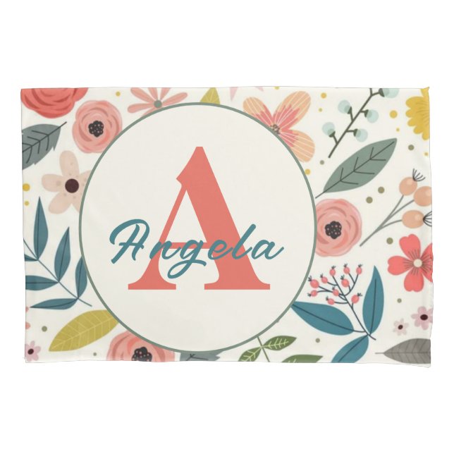 Pretty Blush Pink Floral Botanical Monogram  (Frente)