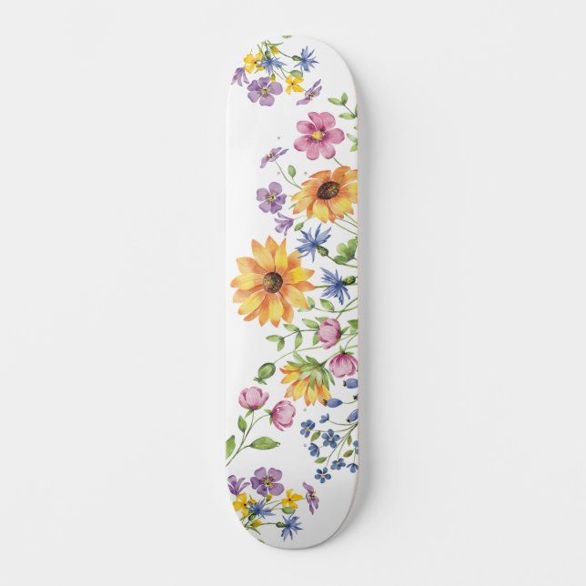 Pretty Girly Wildflowers Skateboard (Frente)