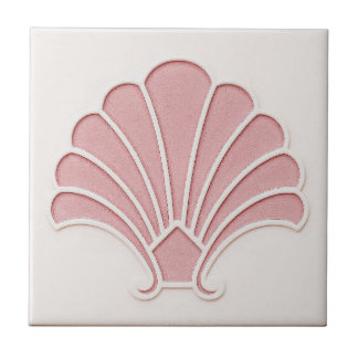 Pretty Pink and off white Art Deco Motif Ceramic T