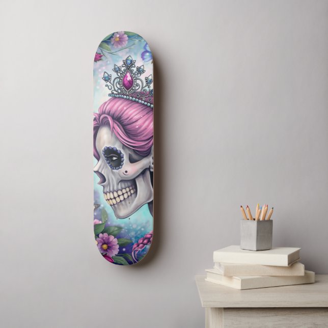 Pretty Princess Skull Skateboard (Arte de parede)