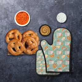 Pretzels, pão e misturadores azuis-esverdeados