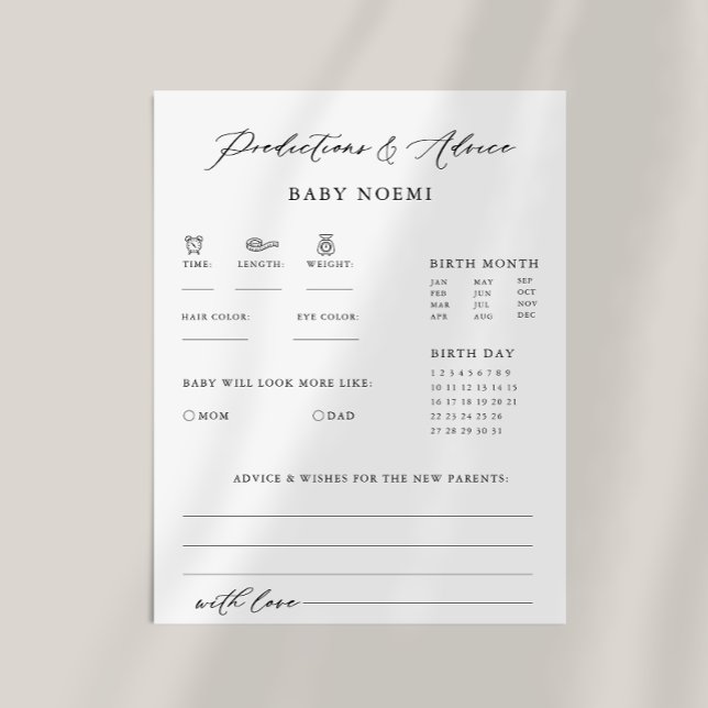 Previsão de bebê e Cartão de Aviso para Caligrafia (Criador carregado)