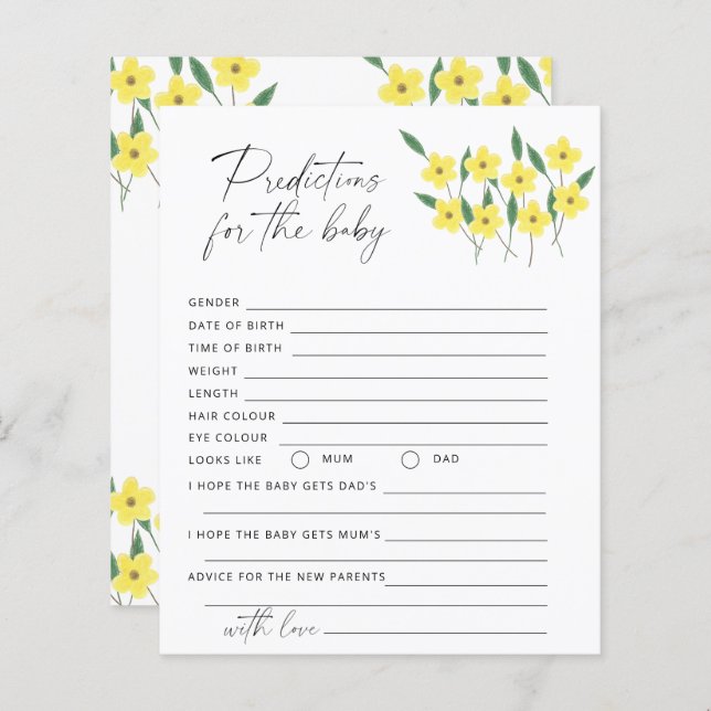 Previsão de bebês e aconselhamento Jogos de bebês  (Frente/Verso)