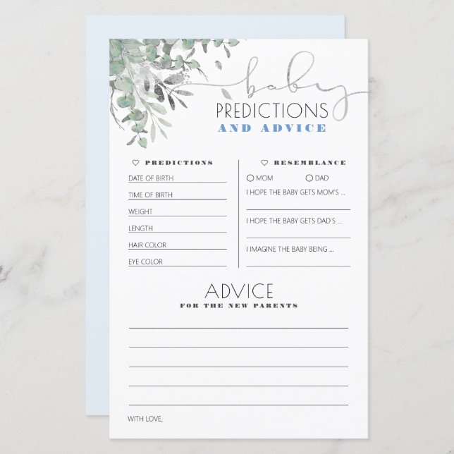 Previsão de Bebês e Cartão de Chá de fraldas de Co (Frente/Verso)