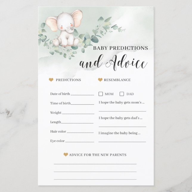 Previsão de bebês elefantes e cartão de jogo de ac (Frente)