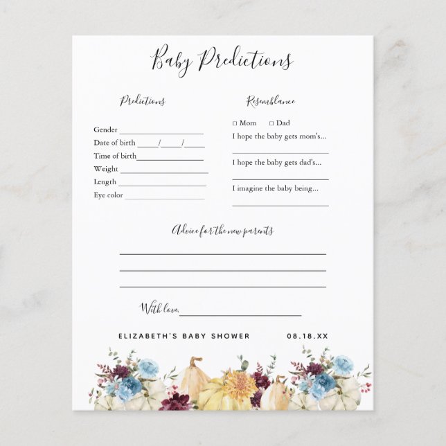 Previsão de Bebês | Jogo Chá de fraldas (Frente)