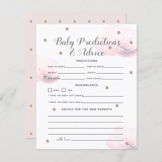 Previsão de Bebês Rosa Rosa-Estrela Pequena e Dica (Frente/Verso)