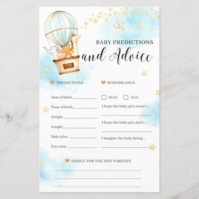 Previsões de bebês e jogos de Chá de fraldas de ac (Frente)