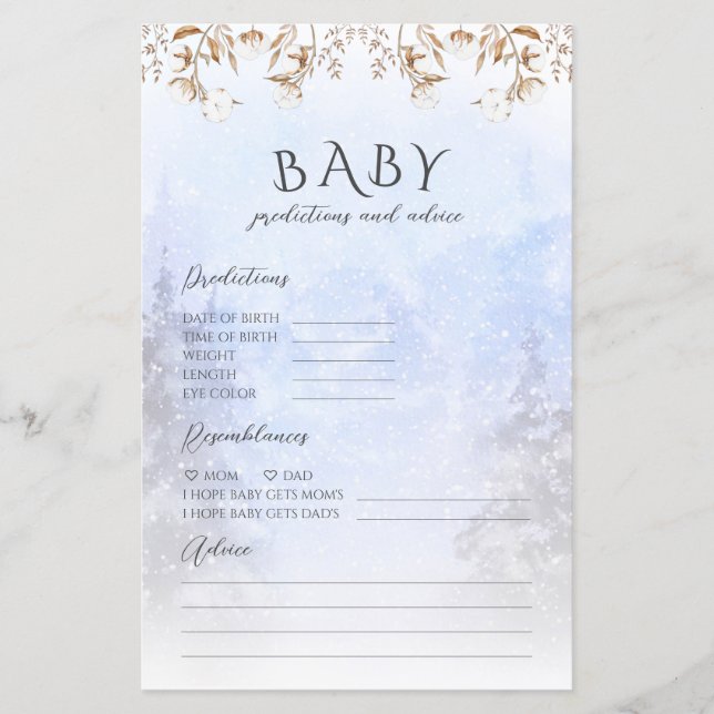 Previsões De Inverno E Chá de fraldas De Conselhos (Frente)