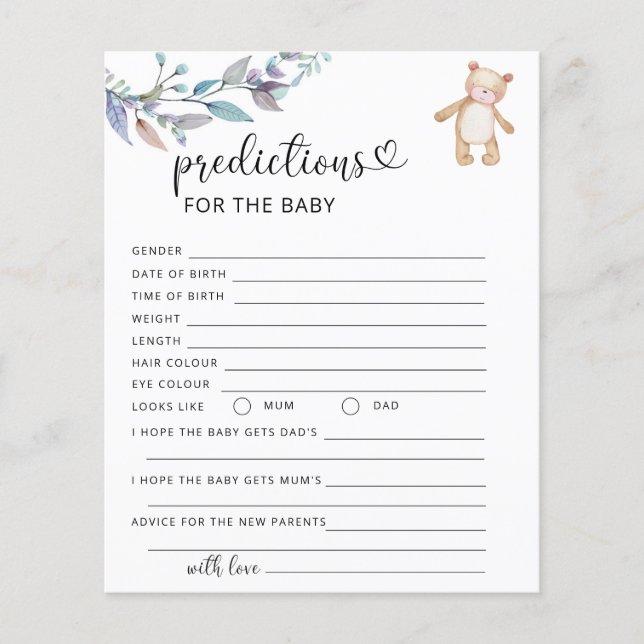 Previsões de ursos de Eucalipto para bebês (Frente)