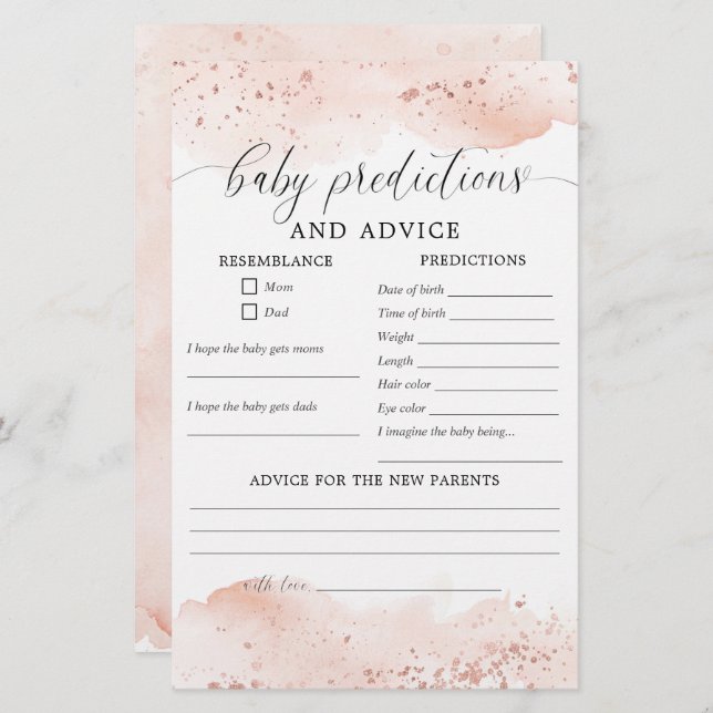 Previsões do bebê e chá de fraldas do cartão de ac (Frente/Verso)