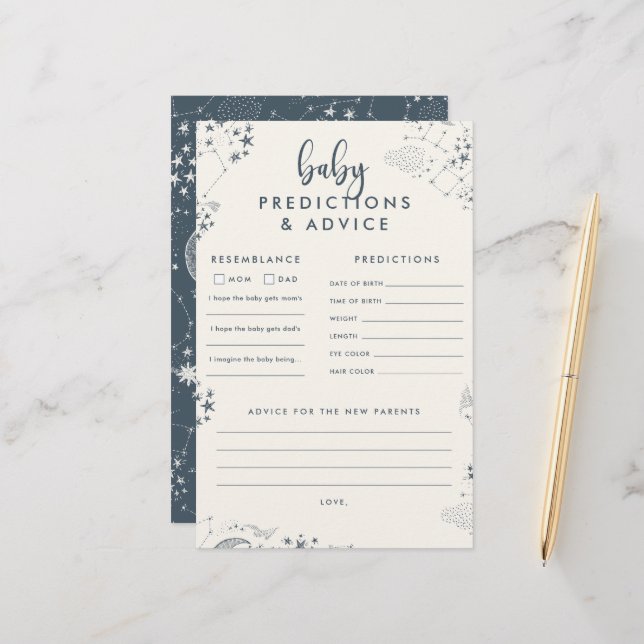 Previsões do Chá de fraldas da Noite Azul-Estrelad (Frente/Verso In Situ)