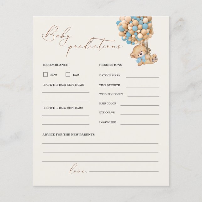 Previsões do Urso de Teddy e Jogo de Chá de fralda (Frente)