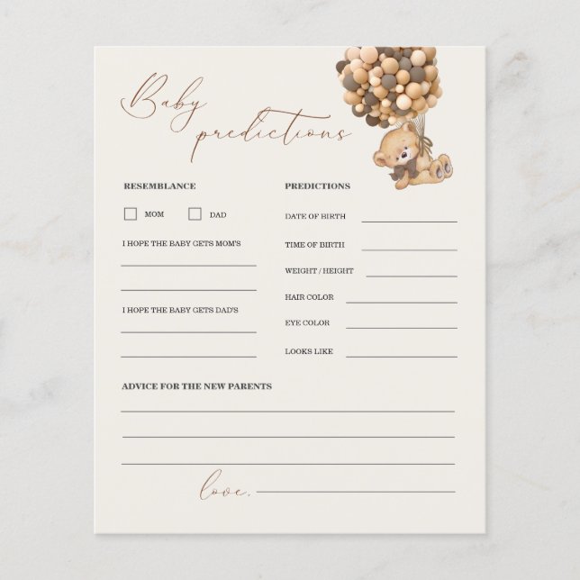 Previsões do Urso de Teddy e Jogo de Chá de fralda (Frente)