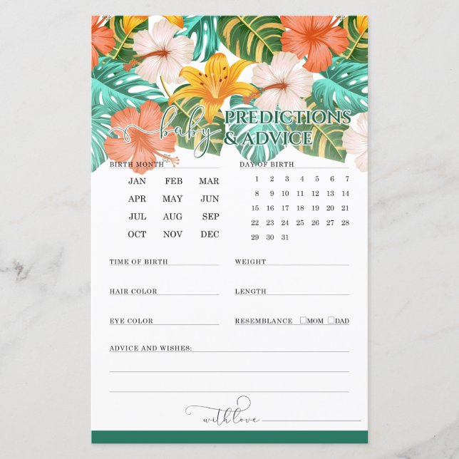 Previsões e conselhos sobre o jogo de Chás de fral (Frente)