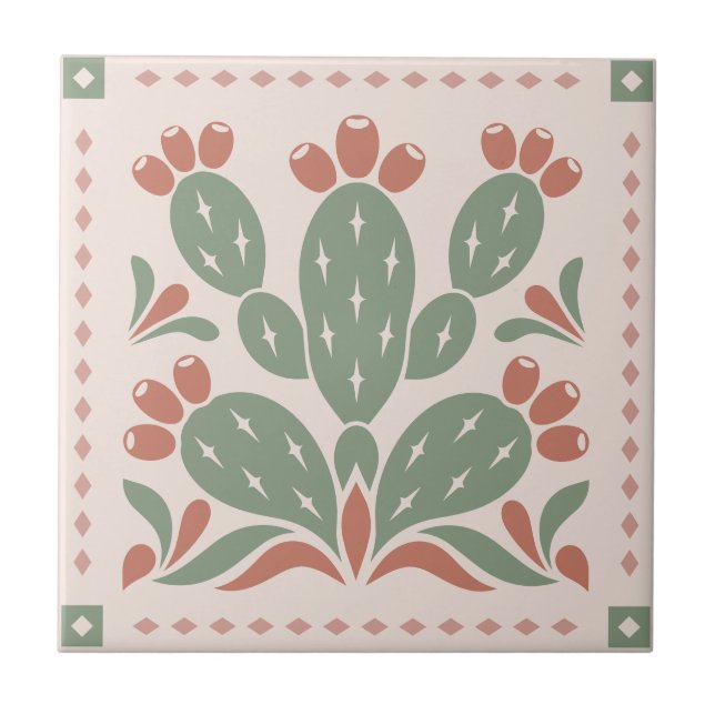 Prickly Pear Cactus - Southwest Folk Pattern (Frente)
