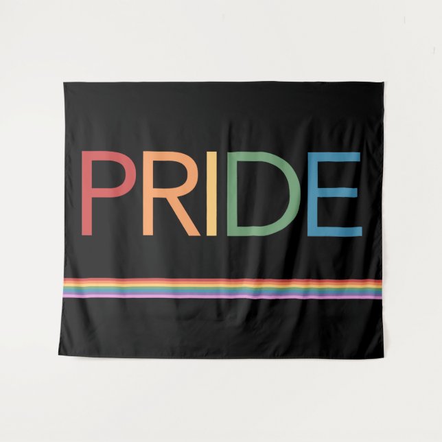 PRIDE Rainbow Black Tapeçaria (Frente (Horizontal))