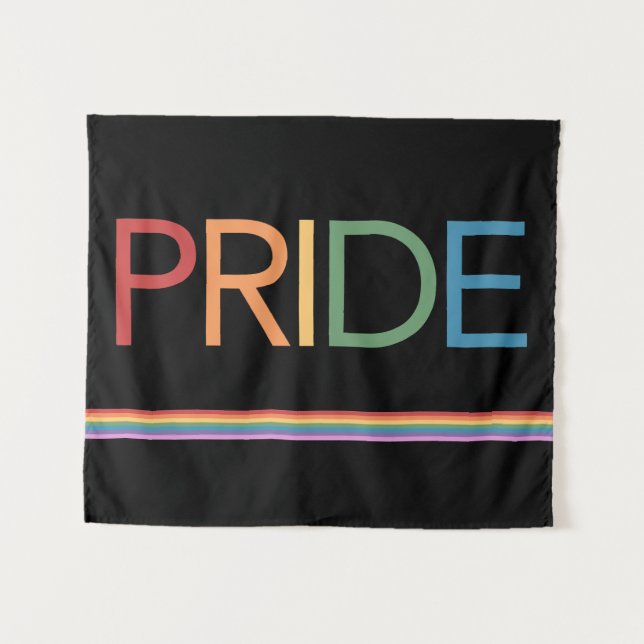 PRIDE Rainbow Black Tapeçaria (Frente (Horizontal))