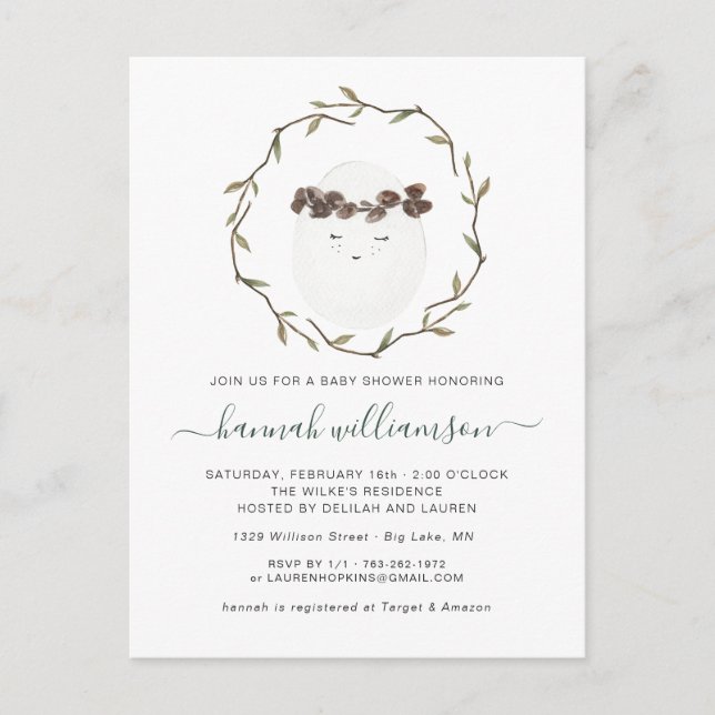 Primavera Baby | Convite para Chá de fraldas de pá (Frente)