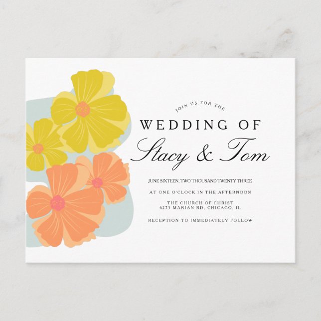 Primavera Bloom Cosmos Convite De Casamento Desenh (Frente)