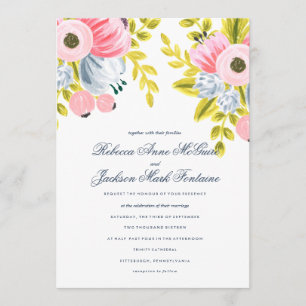 Primavera Bloom Watercolor Convite Para Casamento 