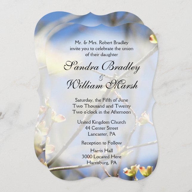 Primavera Blossoms Convite para Casamento (Frente/Verso)