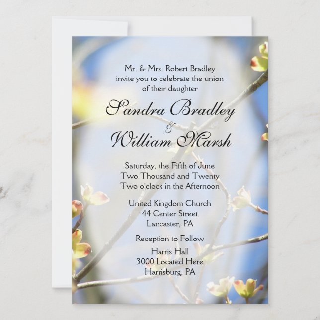 Primavera Blossoms Convite para Casamento (Frente)
