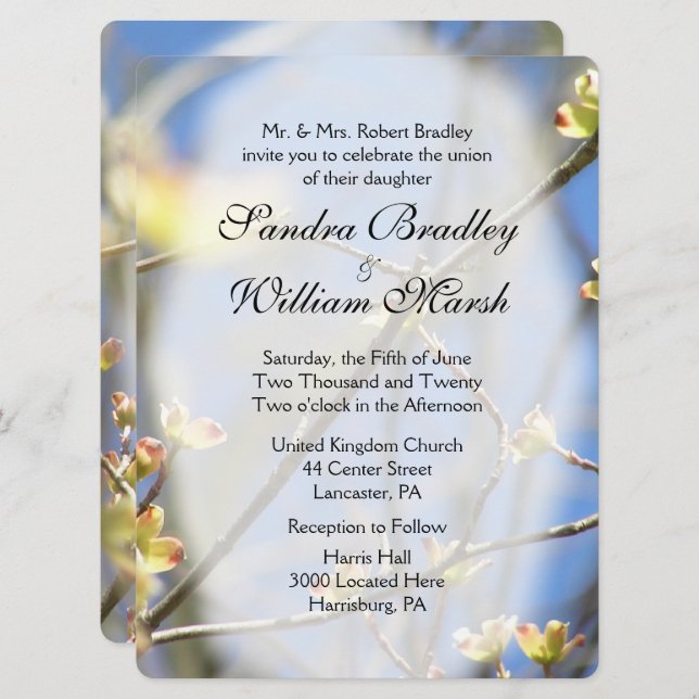 Primavera Blossoms Convite para Casamento (Frente/Verso)