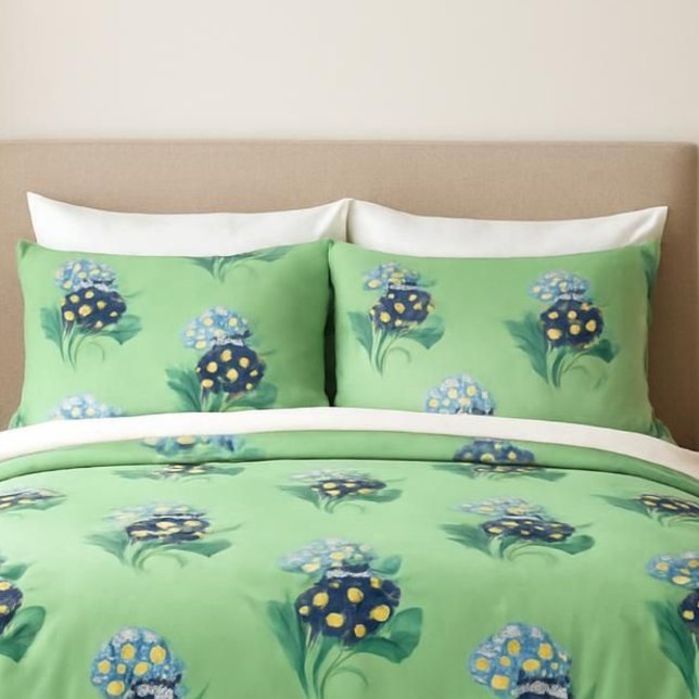 Primavera Botânica de Cowslip (vintage flowers, blue and green)