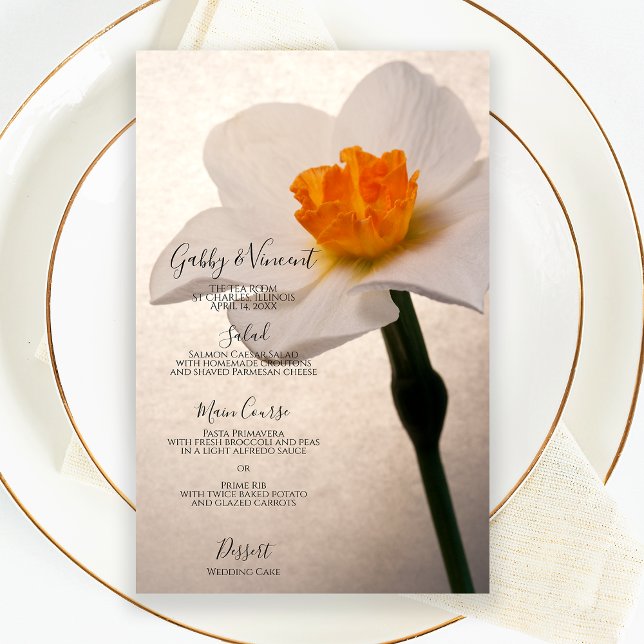 Primavera branco Menu Casamento Daffodil (Criador carregado)