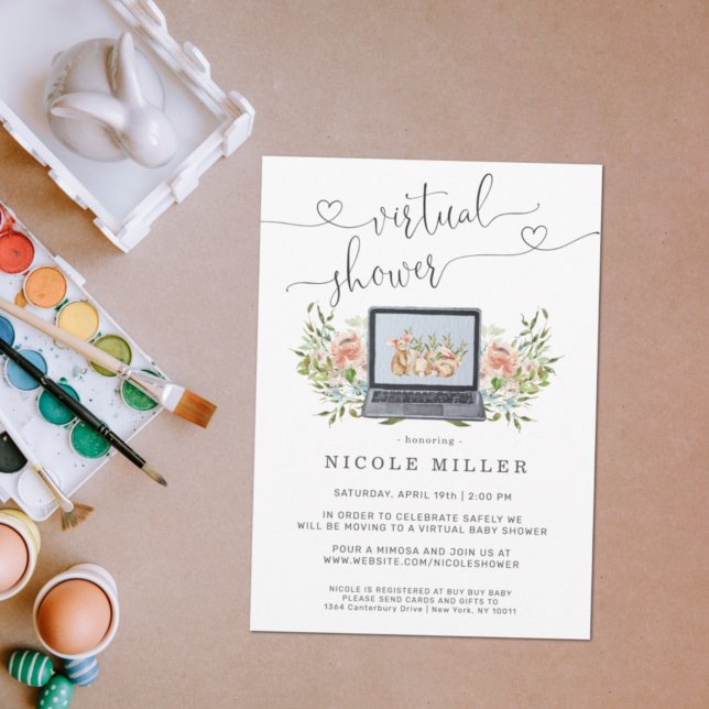 Primavera Bunny | Convite para Chás de fraldas Vir (Criador carregado)