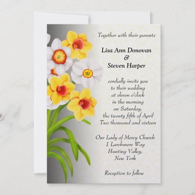 Primavera Daffodil Flowers Convite De Casamento (Frente)