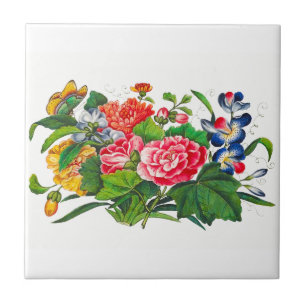 Primavera de água Buquê de flor selvagem e borbole