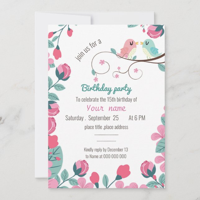 primavera de festa de aniversário floral (Frente)