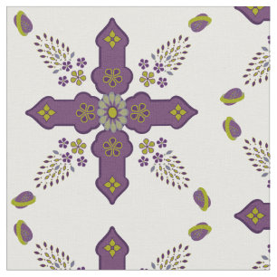 Primavera de Flor do tecido verde roxo