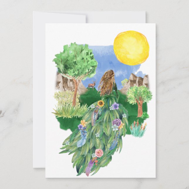 Primavera Deusa Floral Vestido Natureza Saudação (Frente)