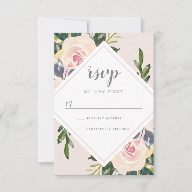 Primavera Floral Blush | Cartão RSVP de Casamento (Frente)