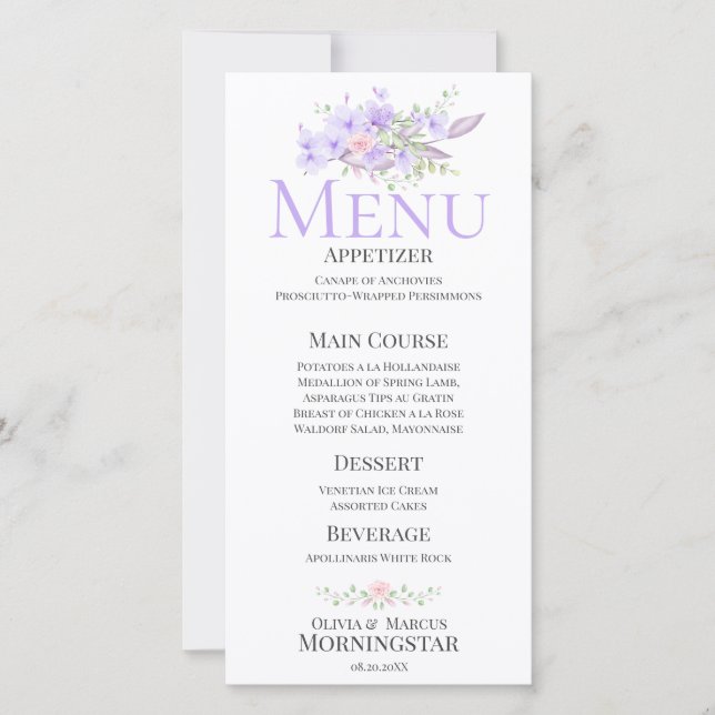 Primavera Floral Buquê Wedding Menu (Frente)