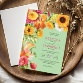 primavera floral colorido chic convite de casament