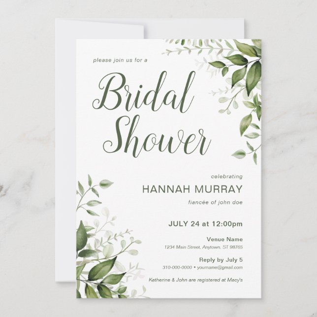 Primavera Floral Convite com Greenery (Frente)