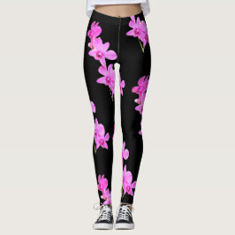 Primavera floral de Legging do preto da ioga das