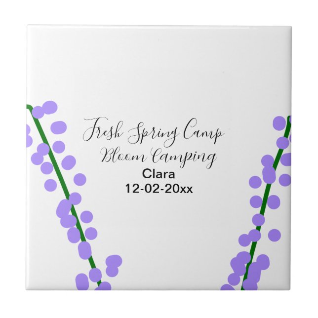 Primavera fresca camping lavanda flores nome data  (Frente)