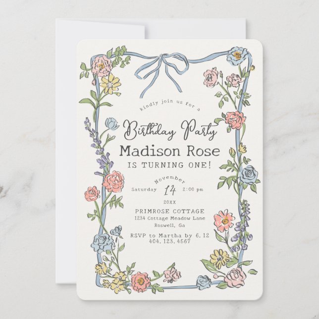 Primavera Garden Party Pastel Festa de aniversário (Frente)