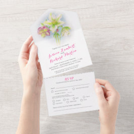 Primavera hellebore aquarela de Casamento RSVP